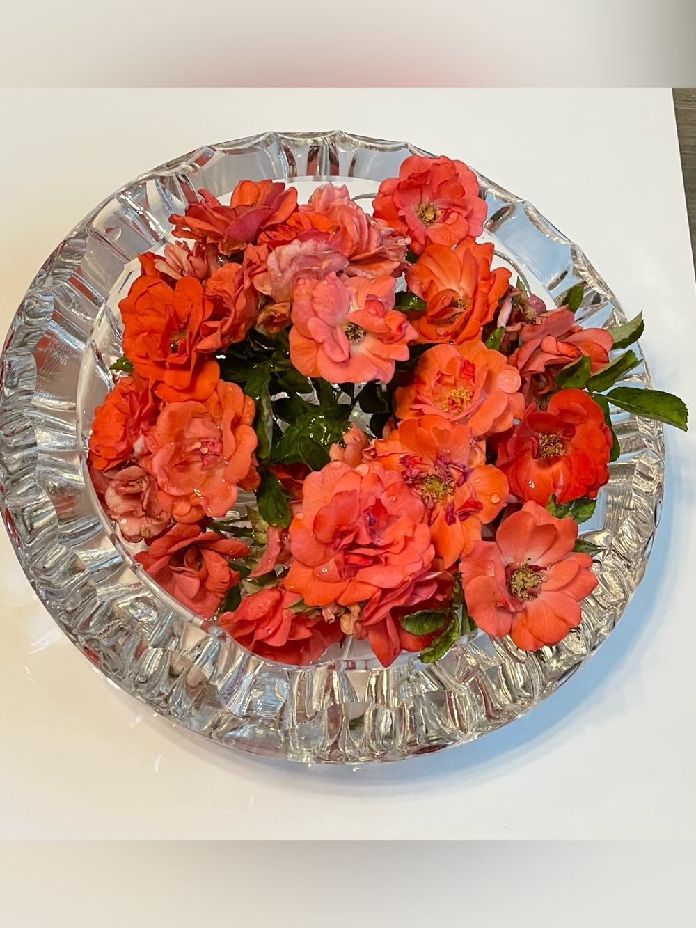 Beautiful, clear,cut glass ashtray / decor item with star and swirl design.